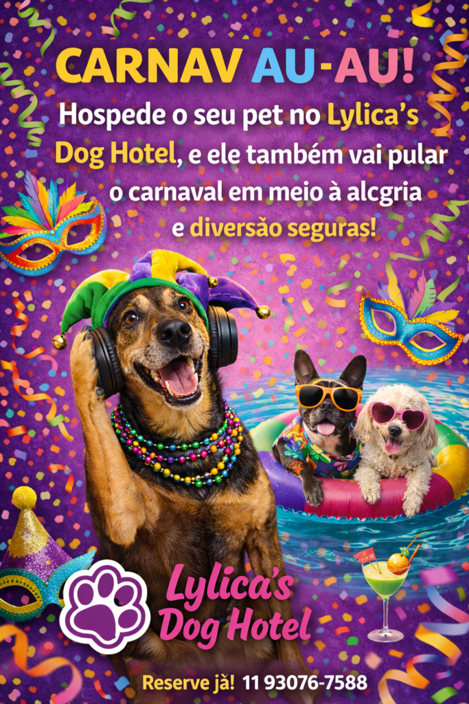 Hospedagem para cães no Carnaval em São Paulo: conforto, cuidado e diversão 1 hospedagem e hotelzinho creche para PET Lylicas Dog Hotel carnaval hotelpet 2026 03 1